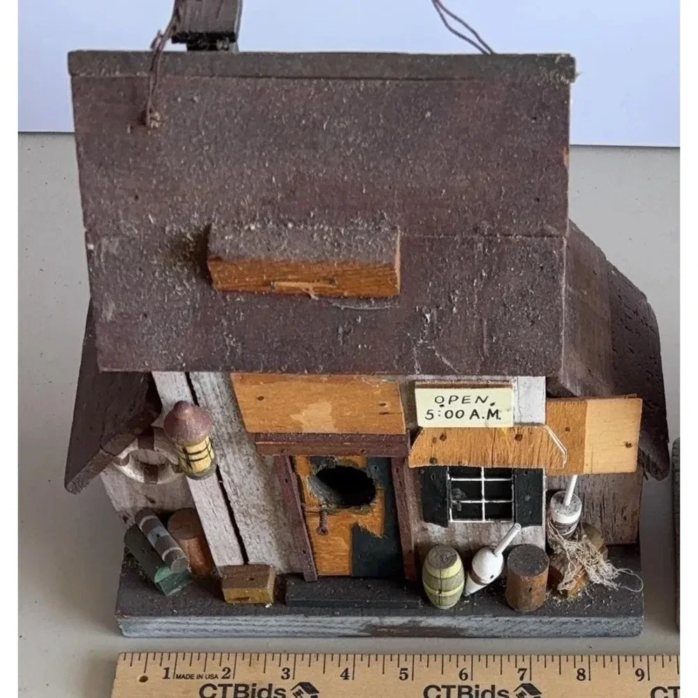 Wood Fishing Tackle Hut for Villages, Train Sets or Birdhouses